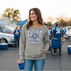 NFL Gray Love Colts Women's Crew Neck Sweater